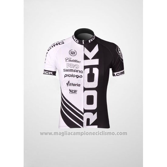 2010 Abbigliamento Ciclismo Rock Racing Nero e Bianco Manica Corta e Salopette